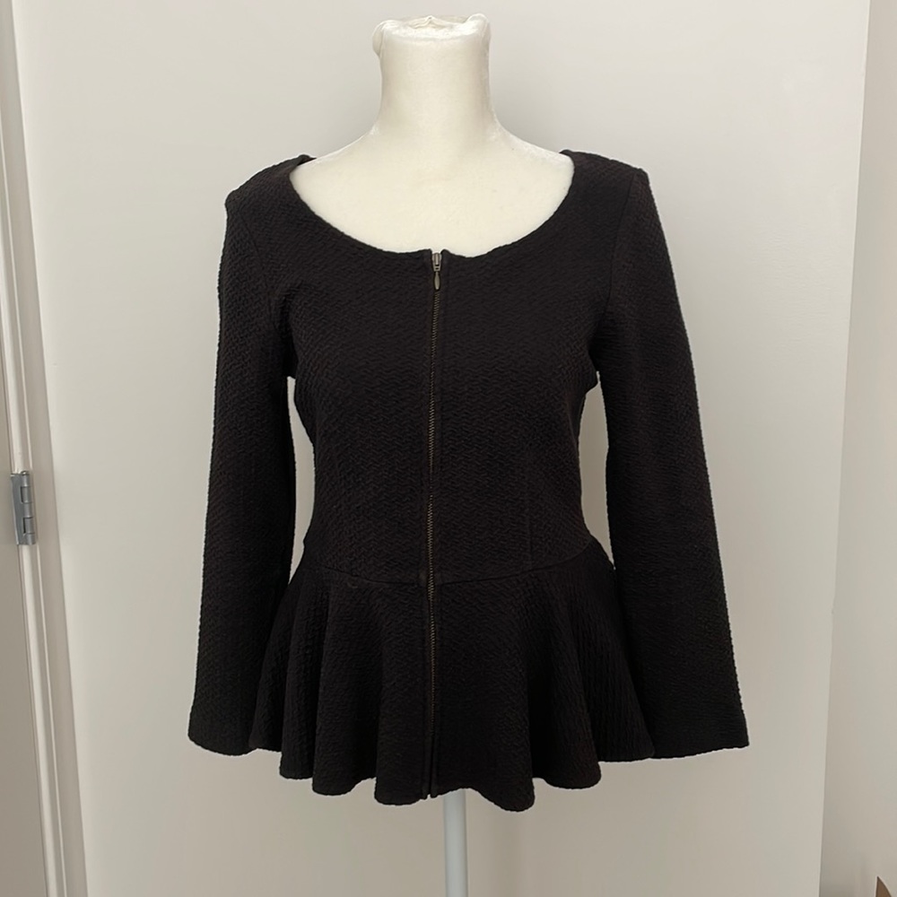 Peplum zipper top, size small, Anthropologie
